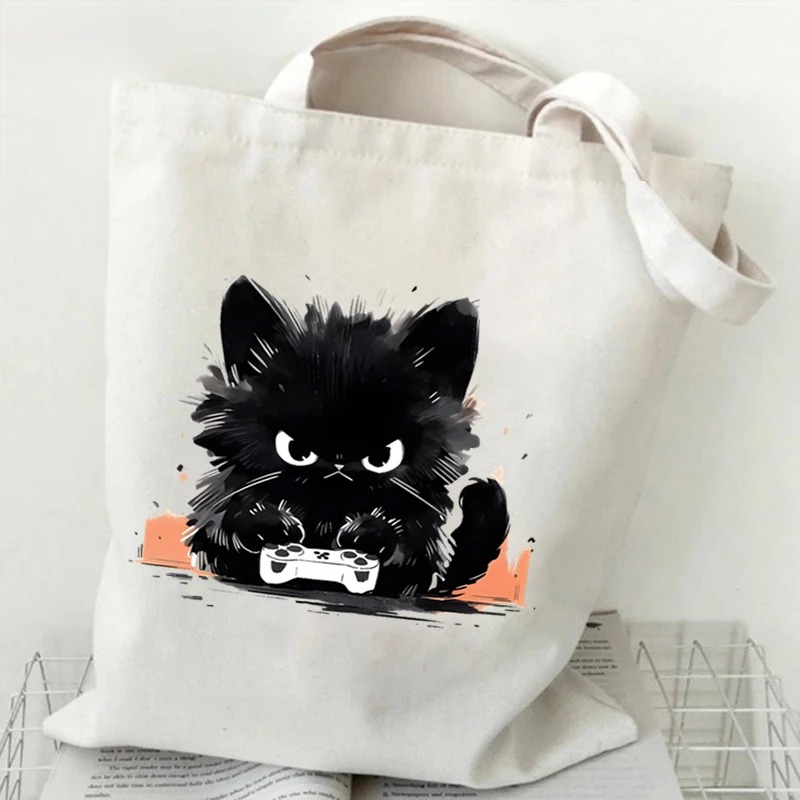Anime Siyah Kedi Baskı Kanvas  - Anime Tote Bag incelemesi ve fiyatı