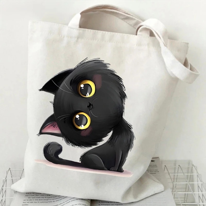 Anime Siyah Kedi Baskı Kanvas  - Anime Tote Bag incelemesi ve fiyatı